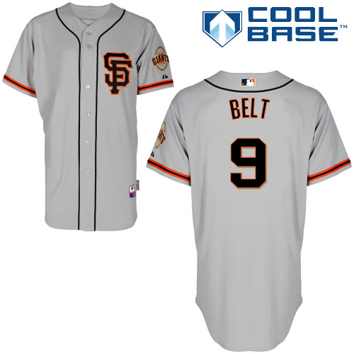 Brandon Belt #9 MLB Jersey-San Francisco Giants Men's Authentic Road 2 Gray Cool Base Baseball Jersey
